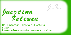 jusztina kelemen business card